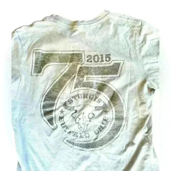 2015 Sturgis Buffalo Chip 75th Anniversary Grey Women's T-Shirt Size Large - Picture 1 of 12